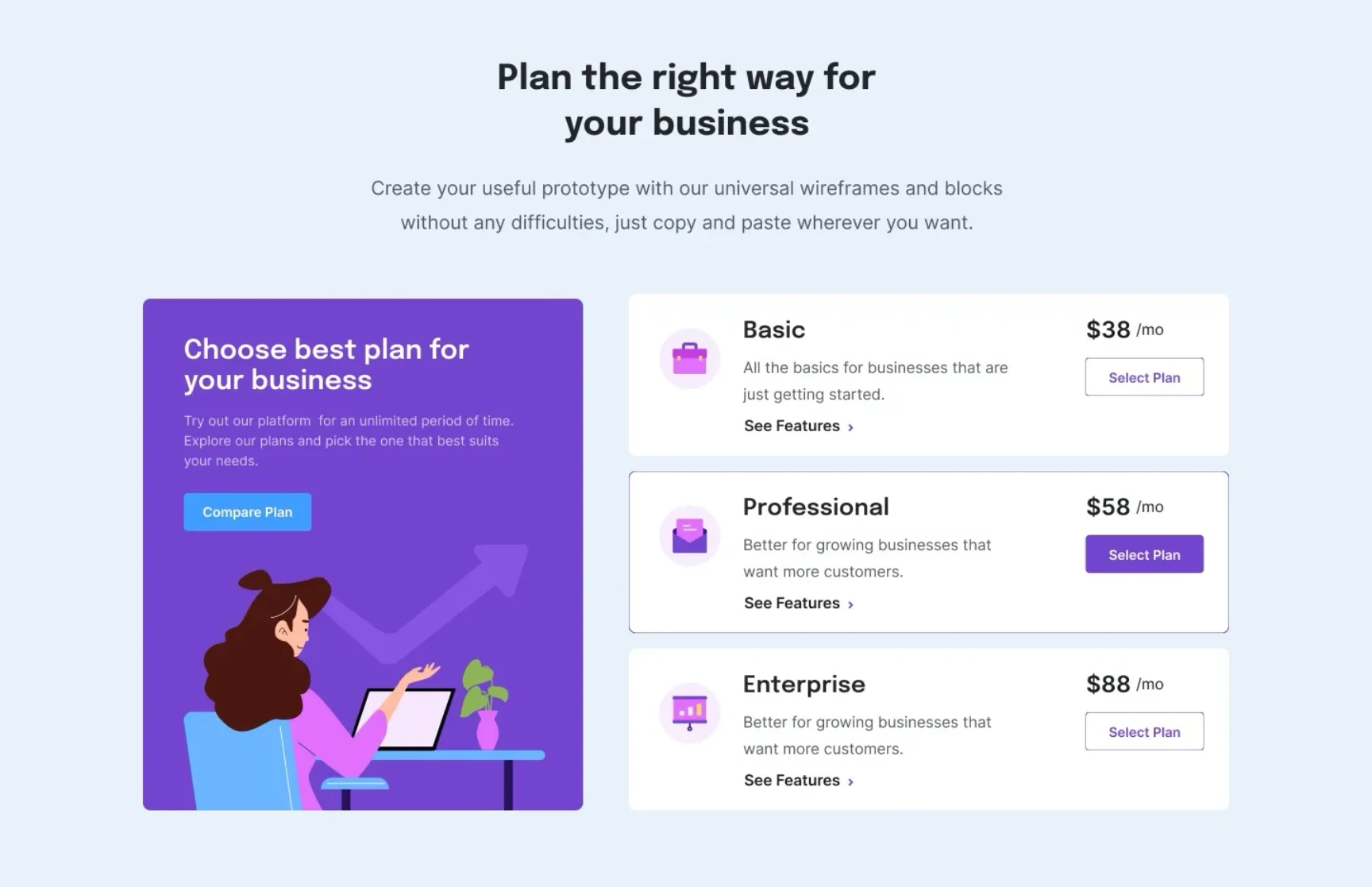 Pricing section design preview